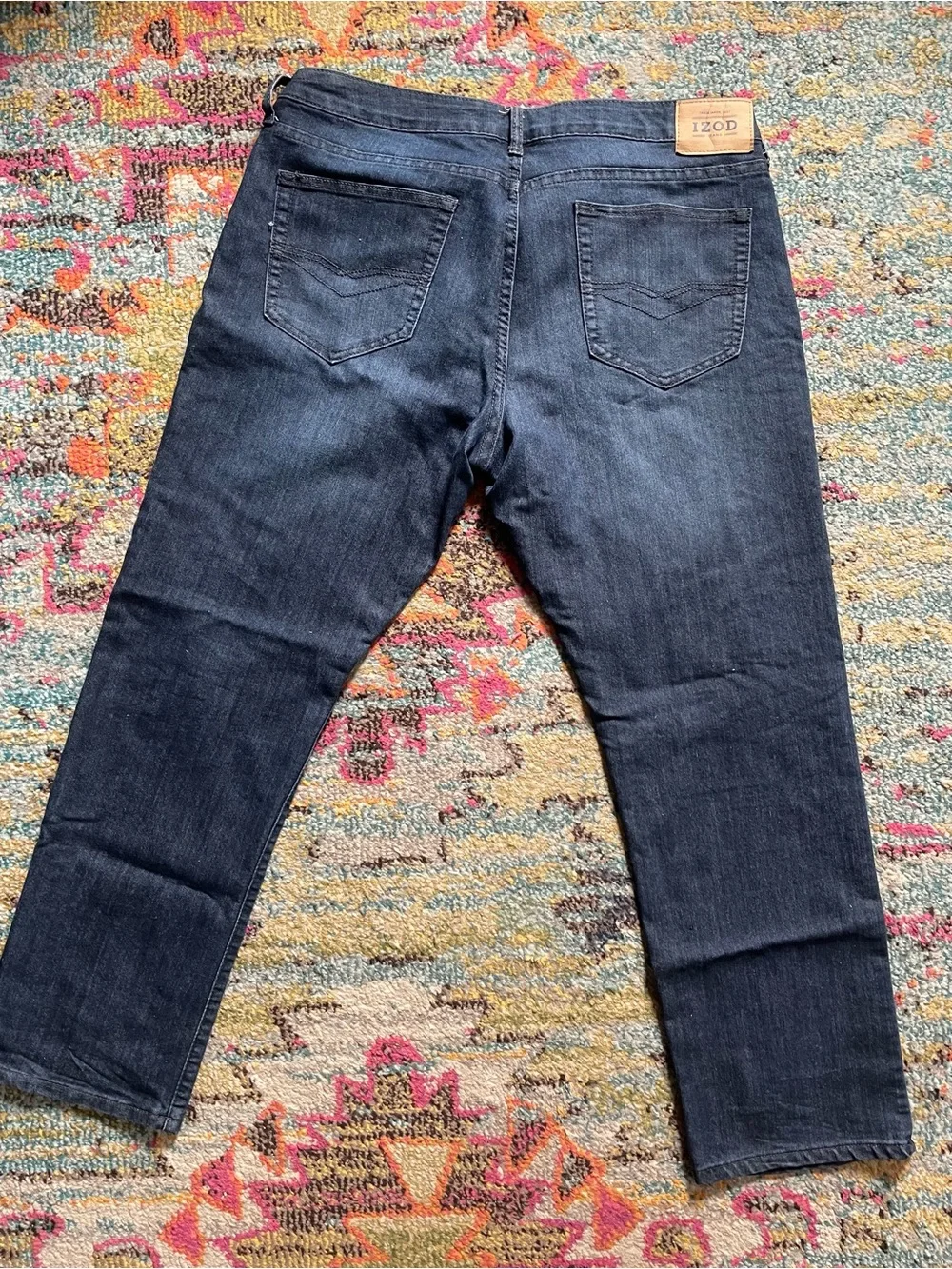 IZOD Men's Dark Blue Straight Fit Jeans 36/32